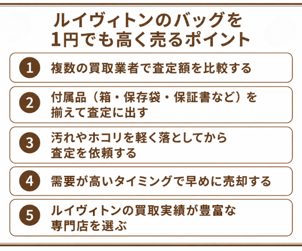 ルイヴィトンのバッグを1円でも高く売るポイント