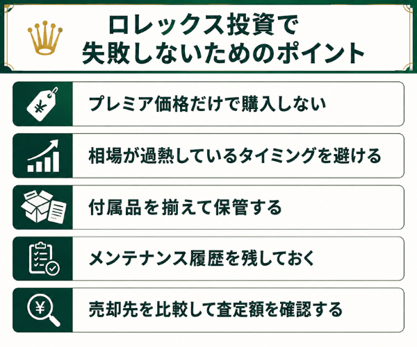ロレックス投資で失敗しないためのポイント
