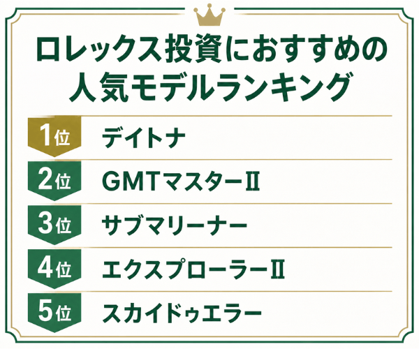 ロレックス投資におすすめの人気モデルランキング