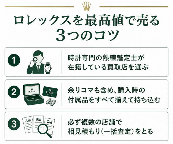 ロレックスを最高値で売る3つのコツ