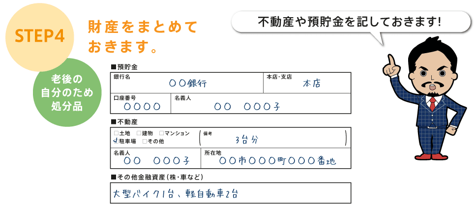 財産をまとめておきます。